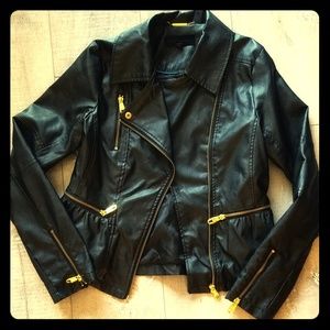 NWT Black Steve Madden Moto Jacket w gold zipper